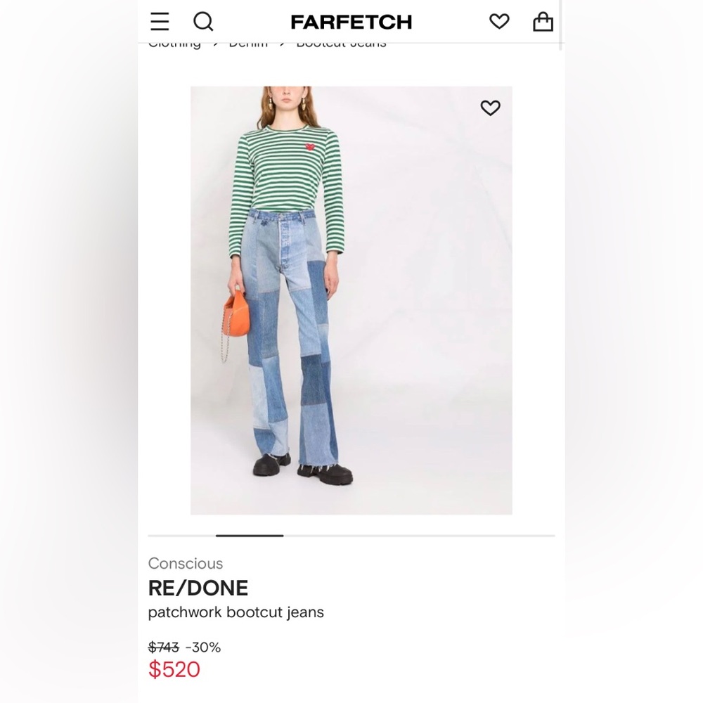 Re/Done High Rise Patchwork Jeans - Blue - Picture 3 of 16